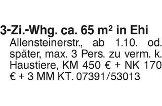 Wohnung mieten in 89584 Ehingen, 3-Zi.-Whg. in Ehingen Allensteinerstr.
