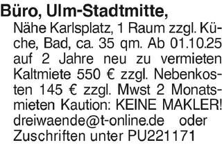 Büro zu mieten in 89073 Mitte, Büro, Ulm-Stadtmitte,