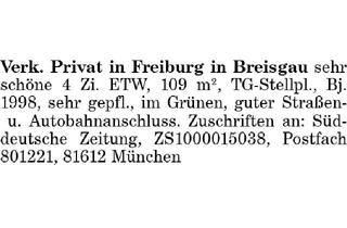 Wohnung kaufen in 79098 Freiburg, 4 Zi. ETW