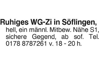 Wohnung mieten in 89081 Söflingen, Ruhiges WG-Zi