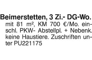 Wohnung mieten in 89179 Beimerstetten, Beimerstetten, 3 Zi.- DG -Wo.