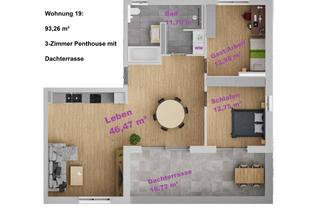 Penthouse kaufen in Goldfeldweg, 85445 Oberding, 3-Zimmer Penthouse // Große Dachterrasse // KfW40 QNG+ // Barrierefrei