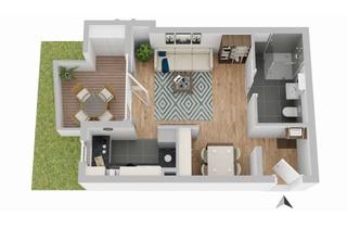 Wohnung kaufen in Auf Hart 83, 71706 Markgröningen, Ruhiges Wohnen am Ortsrand – Charmante 1-Zimmer-Wohnung mit Terrasse & mini Garten