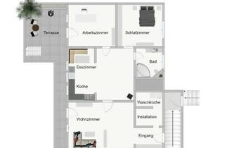 Wohnung mieten in 76227 Durlach, Möblierte 3,5-Zimmer-Souterrain-Wohnung mit Terrasse und Gartenmitbenutzung