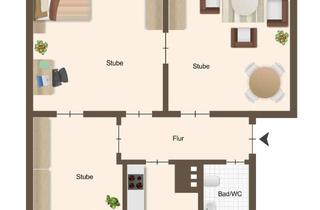 Wohnung kaufen in Voßstraße, 18059 Hansaviertel, ruhig gelegene 3-Zimmer-Wohnung mit Dielenboden, Tageslichtbad mit Badewanne und Gartennutzung