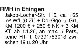 Haus mieten in 89584 Ehingen, RMH in Ehingen
