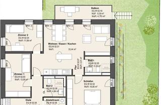 Wohnung kaufen in Lessingstraße, 63791 Karlstein, KfW-40 - Große 4-Zi.-Whg. mit Balkon, 2 Bädern und Gartenanteil