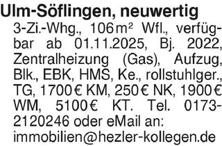 Wohnung mieten in 89077 Ulm, Ulm-söflingen neuwertig
