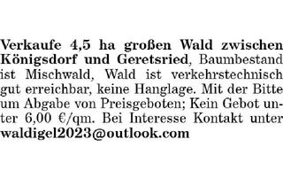 Immobilie kaufen in 82538 Geretsried, Verkaufe 4,5 ha großen Wald