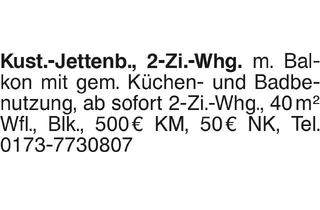 Wohnung mieten in 72127 Kusterdingen, Kust.-Jettenb., 2-Zi.-Whg. m.Balkon mit gem. Küchen- und Badbenutzung, ab sofort