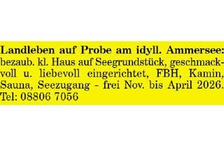 Haus mieten in 82266 Inning, Landleben auf Probe am idyll. Ammersee