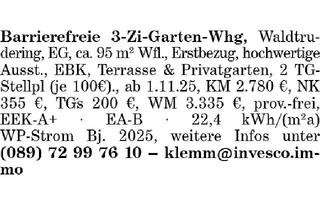 Wohnung mieten in 81827 München, Barrierefreie 3-Zi-Garten-Whg