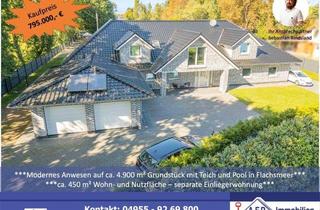 Haus kaufen in 26810 Westoverledingen, ***Modernes Anwesen - Haus mit Einliegerwohnung auf ca. 4.900 m² Grundstück mit Teich in Flachsmeer***