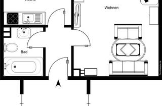 Wohnung mieten in Sündersbühlstraße 12, 90439 Nürnberg, Helle 1-Zimmer Wohnung im 3. OG in Nürnberg St. Leonhard