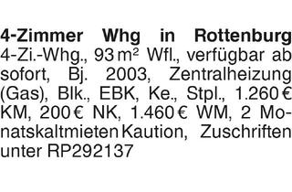 Wohnung mieten in 72108 Rottenburg, 4-Zimmer Whg in Rottenburg