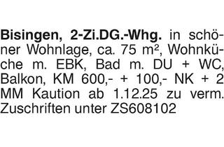 Wohnung mieten in 72406 Bisingen, Bisingen, 2-Zi.DG.-Whg.