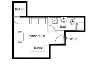 Wohnung mieten in 71063 Sindelfingen, Charmante 1-Zimmer-Wohnung mit Balkon und Tiefgaragenstellplatz in zentraler Lage von Sindelfingen