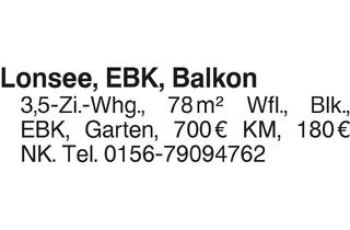 Wohnung mieten in 89173 Lonsee, Lonsee, EBK, Balkon