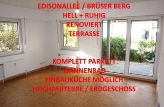Wohnung mieten in Edisonallee, 53125 Brüser Berg, EDISONALLEE BRÜSER BERG HELL + RUHIG HOCHPARTERRE TERRASSE RENOVIERT WANNENBAD PARKETT TG-STELLPL.