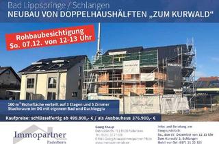 Doppelhaushälfte kaufen in 33189 Schlangen, Besichtigung am So, 07.12. von 12 - 13 Uhr; Doppelhaushälfte in Schlangen, Zum Kurwald 2a-c