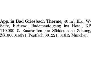 Wohnung kaufen in 94086 Bad Griesbach, App. in Bad Griesbach Therme
