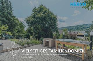 Haus kaufen in 73630 Remshalden, VIELSEITIGES FAMILIENDOMIZIL – Stilvolles Haus mit Pool, Garten, Garage und Ausblick in Remshalden
