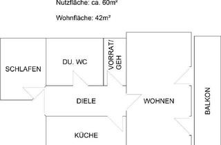 Wohnung mieten in 32689 Kalletal, 2 Zimmer Dachgeschosswohnung in Kalletal Kalldorf, 2ZKDB, Balkon
