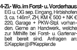 Wohnung mieten in 89284 Pfaffenhofen, 4 Zi. Whg im Forst- u. Vorderhaus