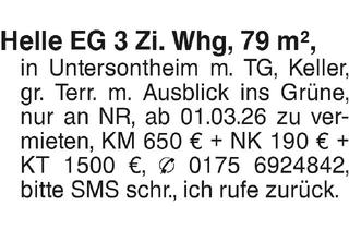 Wohnung mieten in 74423 Untersontheim, 3 Zi. EG Whg in Untersontheim
