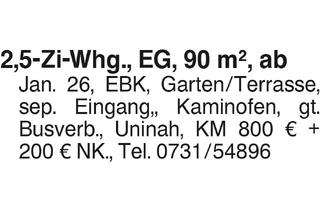 Wohnung mieten in 89081 Ulm, 2,5 Zi-Whg. EG, mit Garten und Terrasse