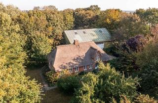 Bauernhaus kaufen in 25899 Niebüll, Denkmalgeschütztes Bauernhaus unter Reet mit Scheune auf einer Warft im Gotteskoog