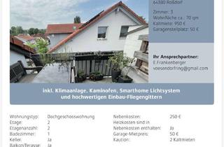Wohnung mieten in 64380 Roßdorf, Hochwertige 3-Zimmer-Dachgeschosswohnung in Roßdorf – Süd-Westlage, Balkon, Klimaanlage & Kamin