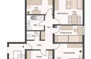 Wohnung mieten in Lessingstrasse 5-7, 47559 Kranenburg, 87 m²; I. OG, Loggia - 4 Zimmer - kurzfristiger Bezug möglich