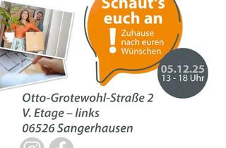 Wohnung mieten in Otto-Grotewohl-Straße, 06526 Sangerhausen, SCHAUTAG 05.12.25! große 2-Raum-Wohnung mit Aufzug,Dusche+Badewanne,Stellplatz! Bezug sofort möglich