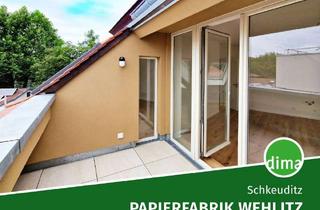 Wohnung mieten in Fabrikstraße 37, 04435 Schkeuditz, ERSTBEZUG sanierte Papierfabrik | DG-Whg. mit Südwest-Loggia, 2 Tageslicht-Bädern, AR, Keller u.v.m.