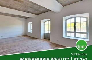 Wohnung mieten in Fabrikstraße 17, 04435 Schkeuditz, ERSTBEZUG sanierte Papierfabrik | Maisonette mit Dachterrasse und Balkon am Wasser, 2 Bädern u.v.m.