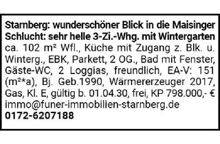 Wohnung kaufen in 82319 Starnberg, 3-Zi.-Whg. mit Wintergarten Starnberg