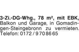 Wohnung mieten in 72532 Gomadingen, 3-Zi.-DG-Wohnung