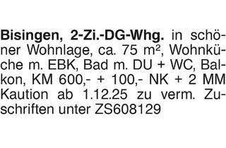 Wohnung mieten in 72406 Bisingen, Bisingen, 2-Zi.DG.-Whg.