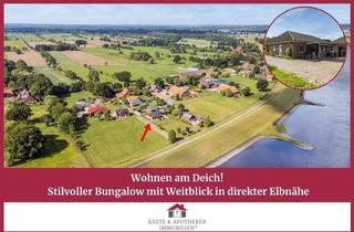 Haus kaufen in 21522 Hittbergen, Wohnen am Deich – stilvoller Bungalow mit Weitblick in direkter Elbnähe!