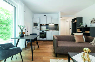 Immobilie mieten in Florastraße 8-10, 66123 Saarbrücken, Warm & modern: liebevoll gestaltetes Business-Apartment im Campo Novo Saarbrücken , inkl. aller NK!