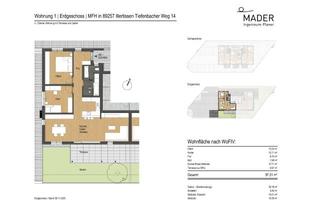 Wohnung mieten in Tiefenbacher Weg 14, 89257 Illertissen, Hochwertige 3-Zimmer-EG-Wohnung im innovativen 3D-Druckhaus mit sonnigem Garten und Stellplätzen