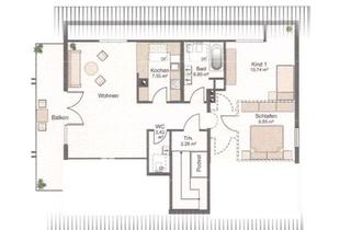 Wohnung mieten in 80997 München, Helle 3-Zimmer Dachgeschosswohnung mit Balkon in Untermenzing
