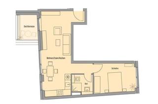 Wohnung kaufen in 60594 Frankfurt, Frankfurt am Main - Genießen Sie den Blick von Ihrer lauschigen Dachterrasse! | Toll geschnittene 2-Zimmer-Whg. | KfW 55