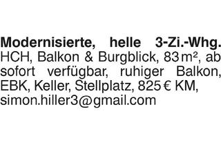 Wohnung mieten in 72379 Hechingen, Modernisierte 3-Zi.-Whg. Balkon & Burgblick