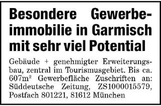 Gewerbeimmobilie kaufen in 82467 Garmisch-Partenkirchen, Besondere Gew.- Immob. in Garmisch
