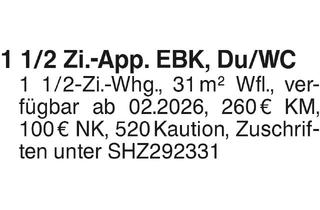 Wohnung mieten in 74429 Sulzbach-Laufen, 1 1/2 Zi.-App. EBK, Du/WC