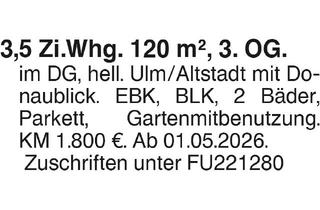 Wohnung mieten in 89073 Ulm, 3 Zi. Whg