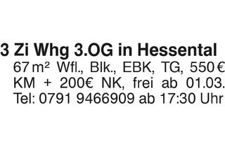 Wohnung mieten in 74523 Schwäbisch Hall, 3 Zi Whg 3.OG in Hessental