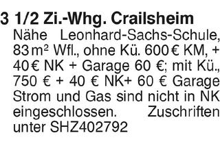 Wohnung mieten in 74564 Crailsheim, 3 1/2 Zi.-Whg.